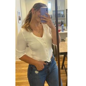 SIMONS MEDIUM WHITE BLOUSE TOP WITH BUTTONS